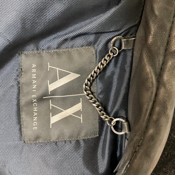 Mens Armani Exchange Leather Coat Grey Size Large - Picture 7 of 7